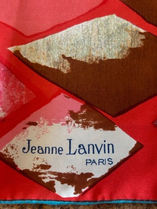 Rare Jeanne LANVIN Unique Vintage French Stunning Paris  Vintage Jeanne Lanvin Paris Silk Scarf Made in France Hand rolled edges